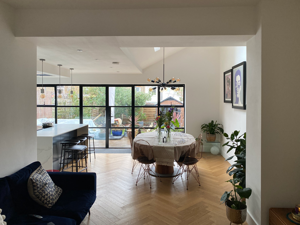 rose wire eames in a contemporary budget kitchen